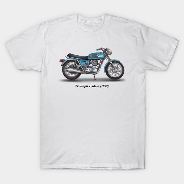 Drawing of Retro Classic Motorcycle Triumph Trident 1969